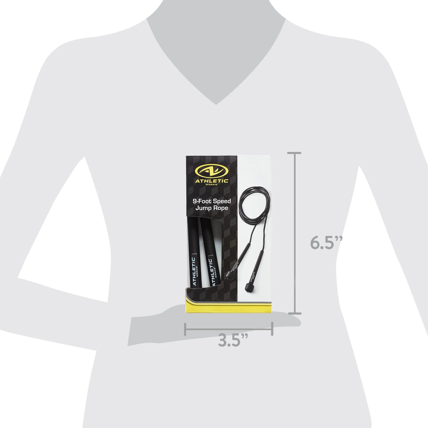 Speed Jump Rope with Light Weight Handles, 9' Length, Black