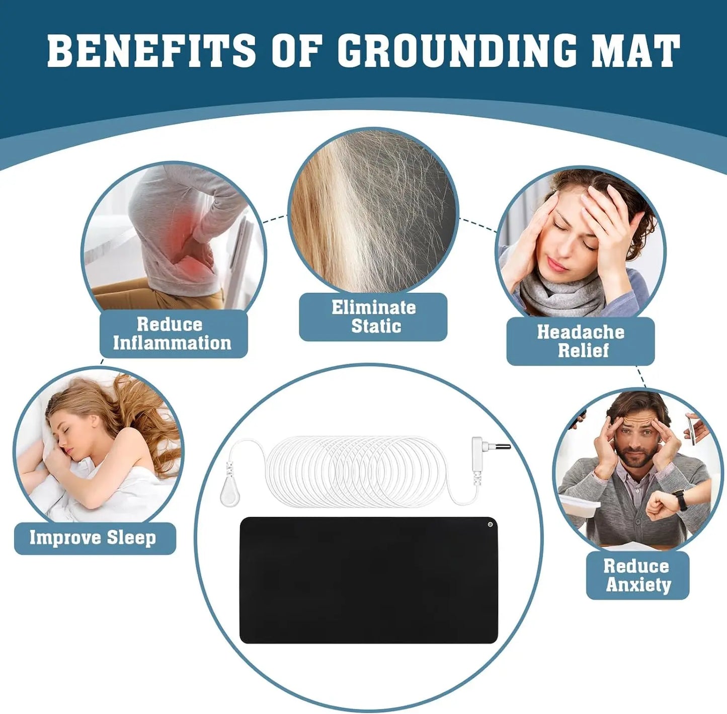 Home Grounding Yoga Mat with Natural Rubber Leather and Rubber Relieves Fatigue and Prevents Static Electricity