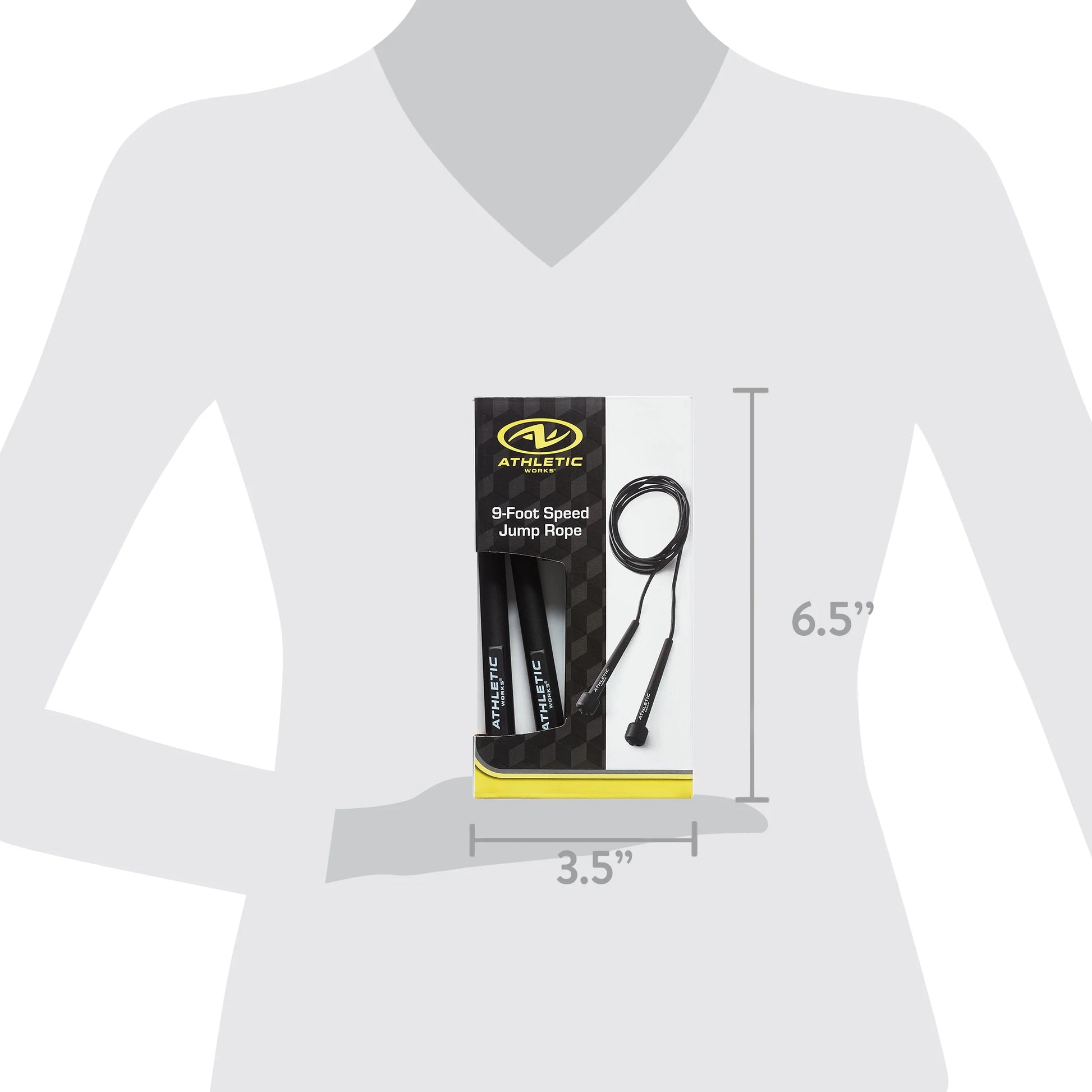 Speed Jump Rope with Light Weight Handles, 9' Length, Black