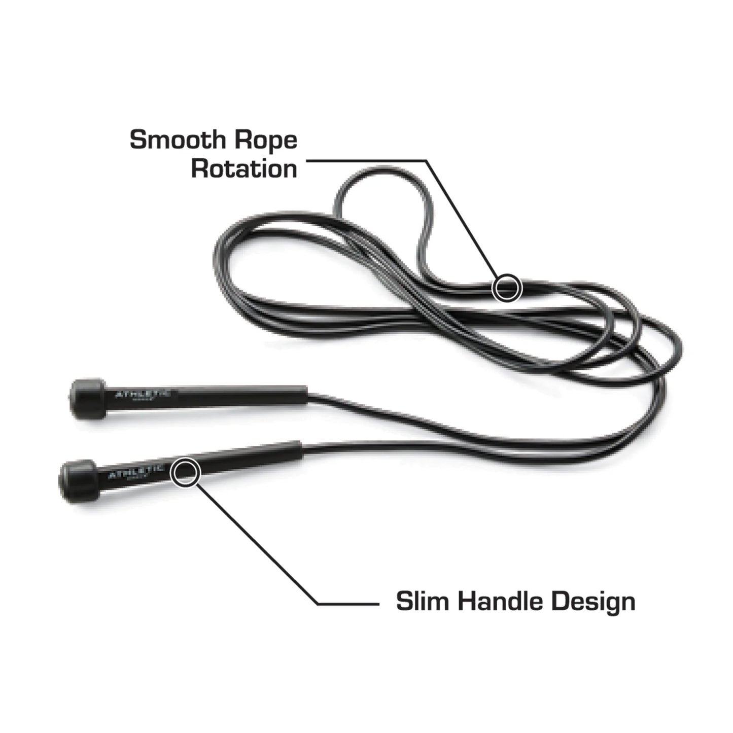 Speed Jump Rope with Light Weight Handles, 9' Length, Black