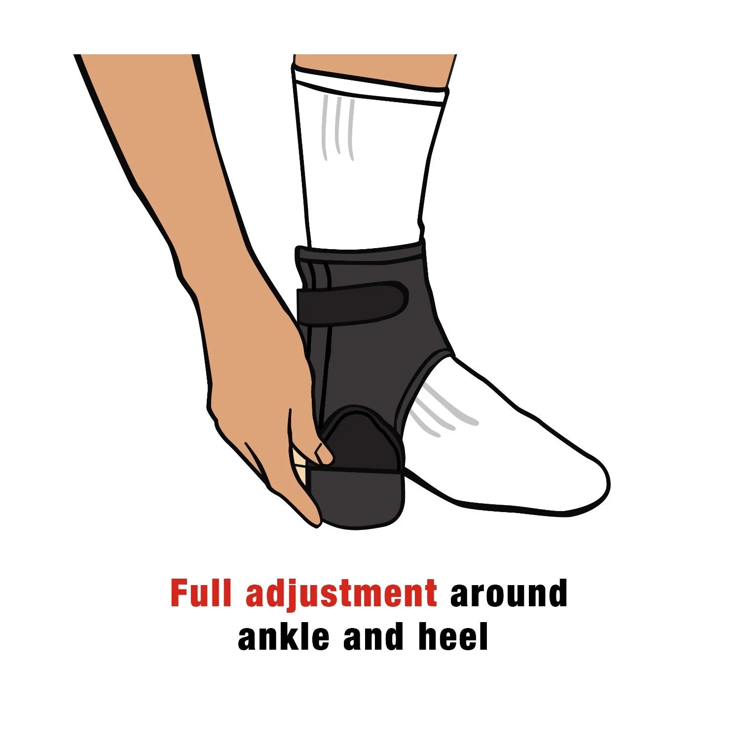 Ankle Support with Side Stabilizers, Adjustable, Black, 1 Brace