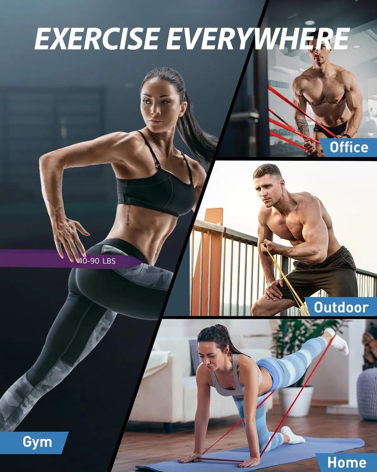 Resistance Bands Set (5Pcs), Exercise Bands with 5 Resistance Levels-Up to 330 Lbs, Pull up Bands for Men & Women, Exercise Workout Bands for Working Out, Body Stretching, Muscle Training