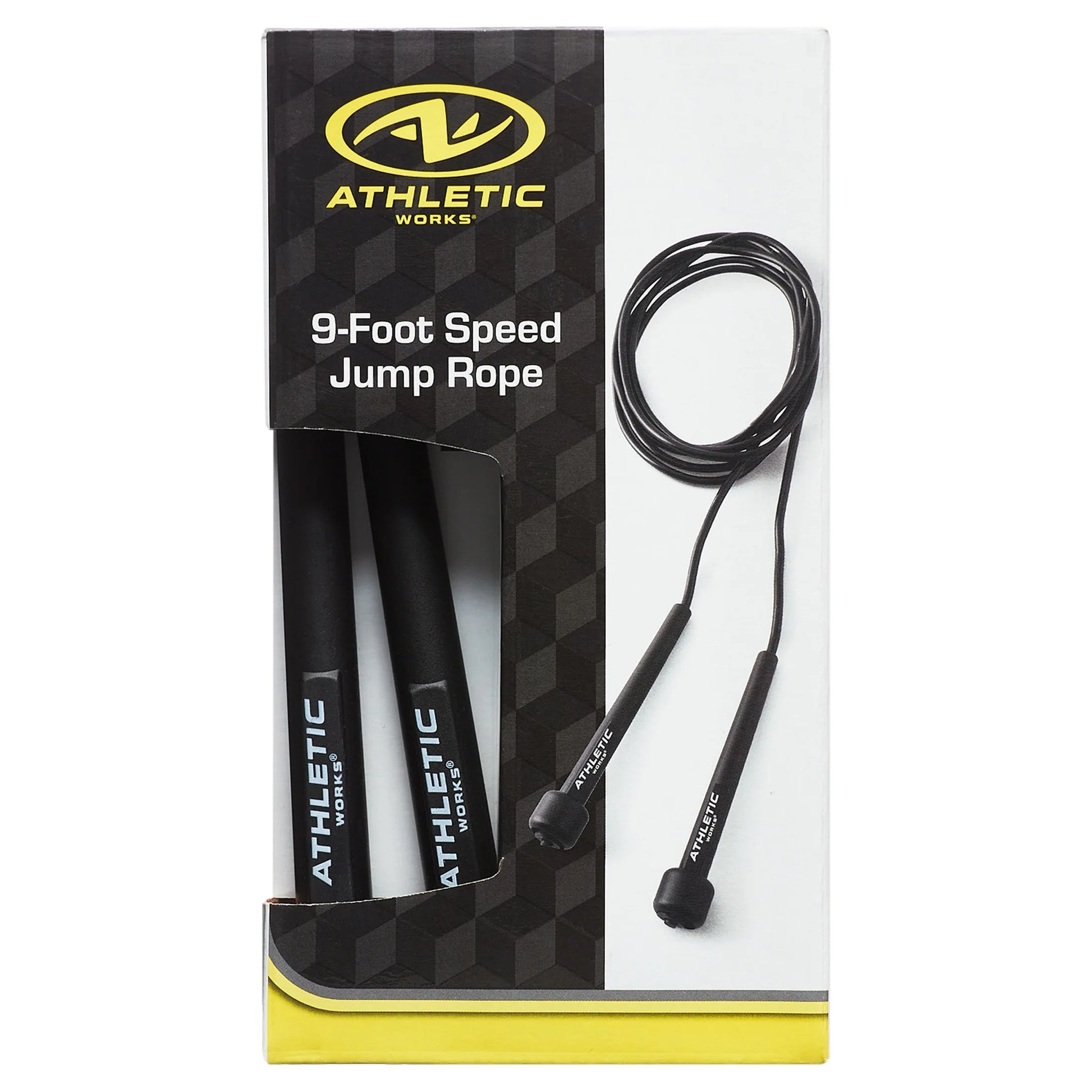 Speed Jump Rope with Light Weight Handles, 9' Length, Black