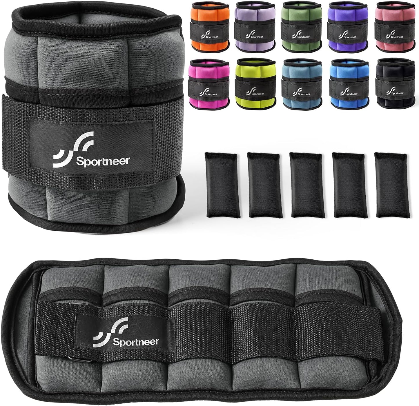 Sportneer Adjustable Ankle Weights 10 lbs Leg Weight Straps, Unisex