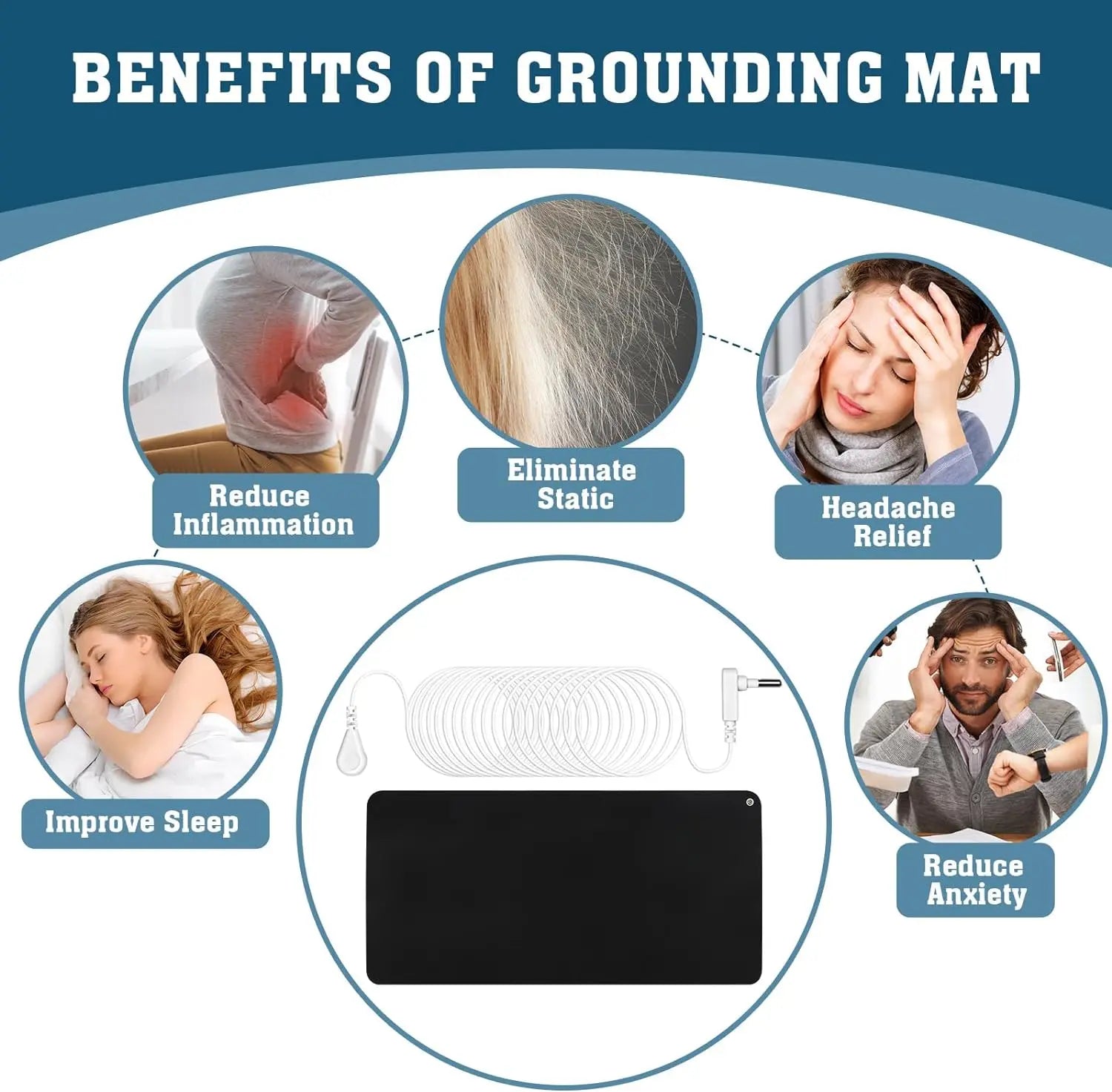 Home Grounding Yoga Mat with Natural Rubber Leather and Rubber Relieves Fatigue and Prevents Static Electricity