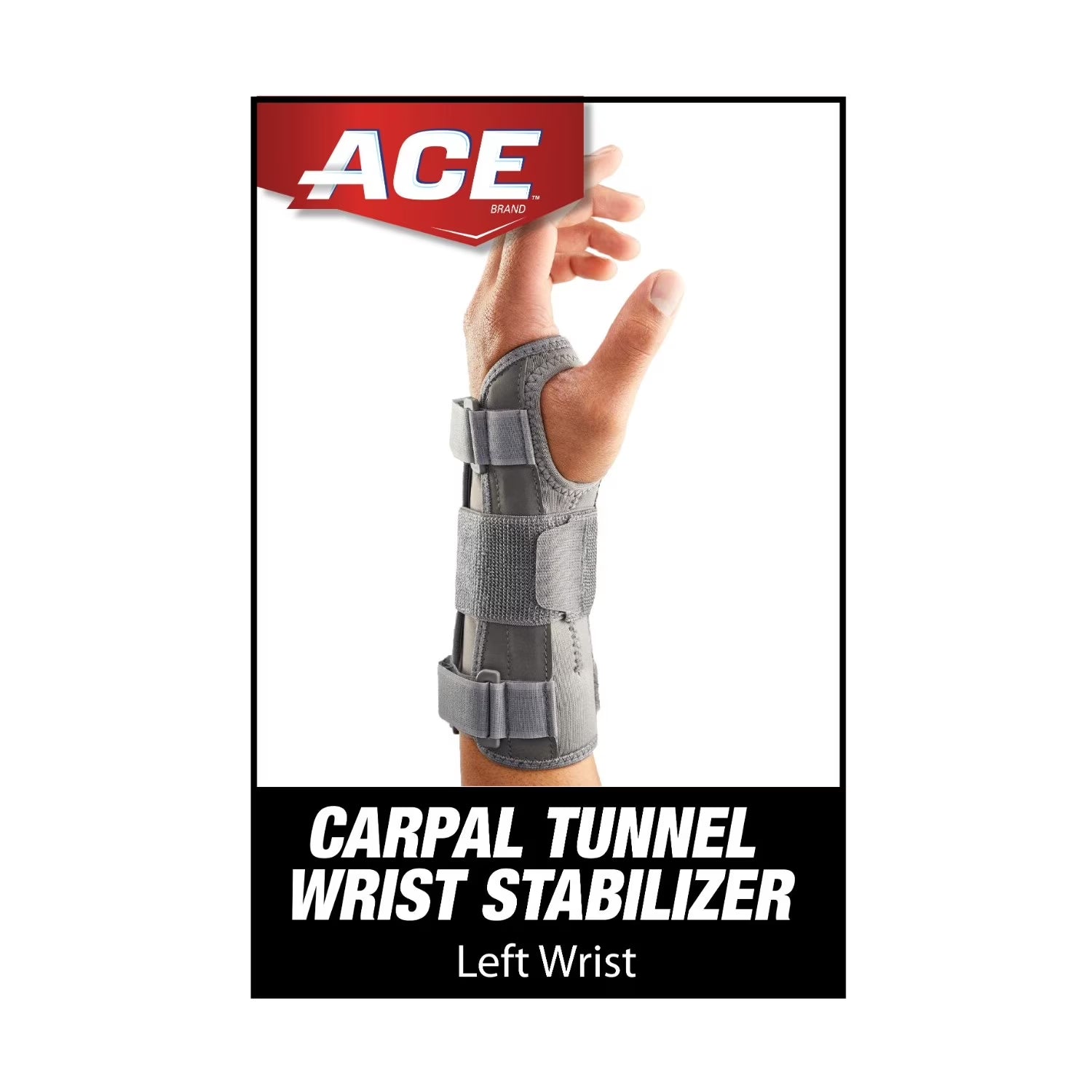 ACE Carpal Tunnel Wrist Stabilizer, Left Wrist, Firm Stability, All Day Wear